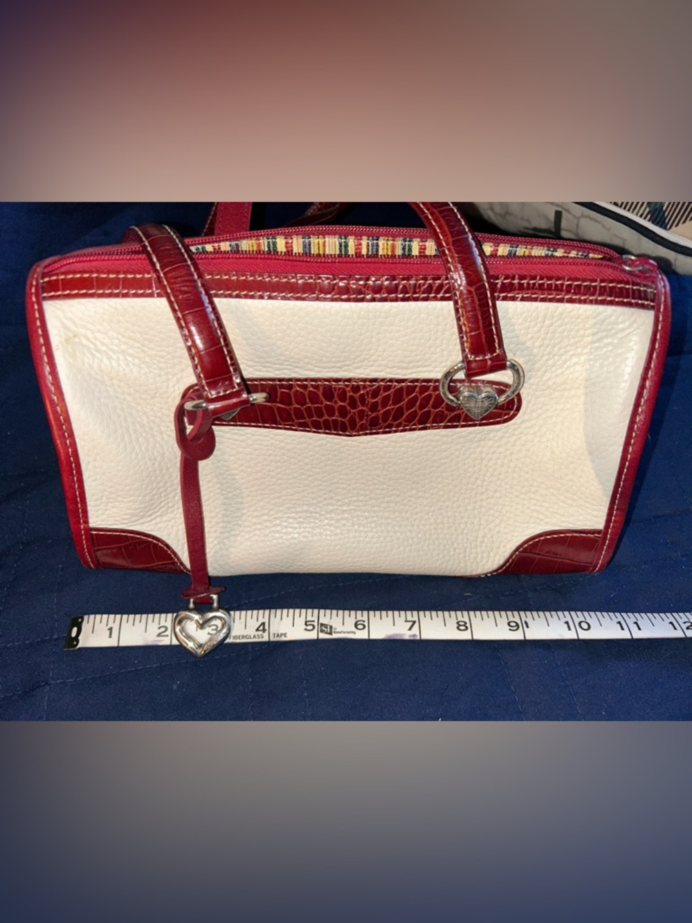 Brighton White and Red Leather Shoulder Bag